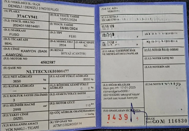 FUSO CANTER 2024 UZUN ŞASE KAYAR TENTE